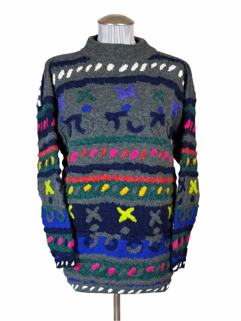 Kitty Hawk Vivian Wang Knit Sweater Vintage 80s 3D Texture Abstract Knit Size 8